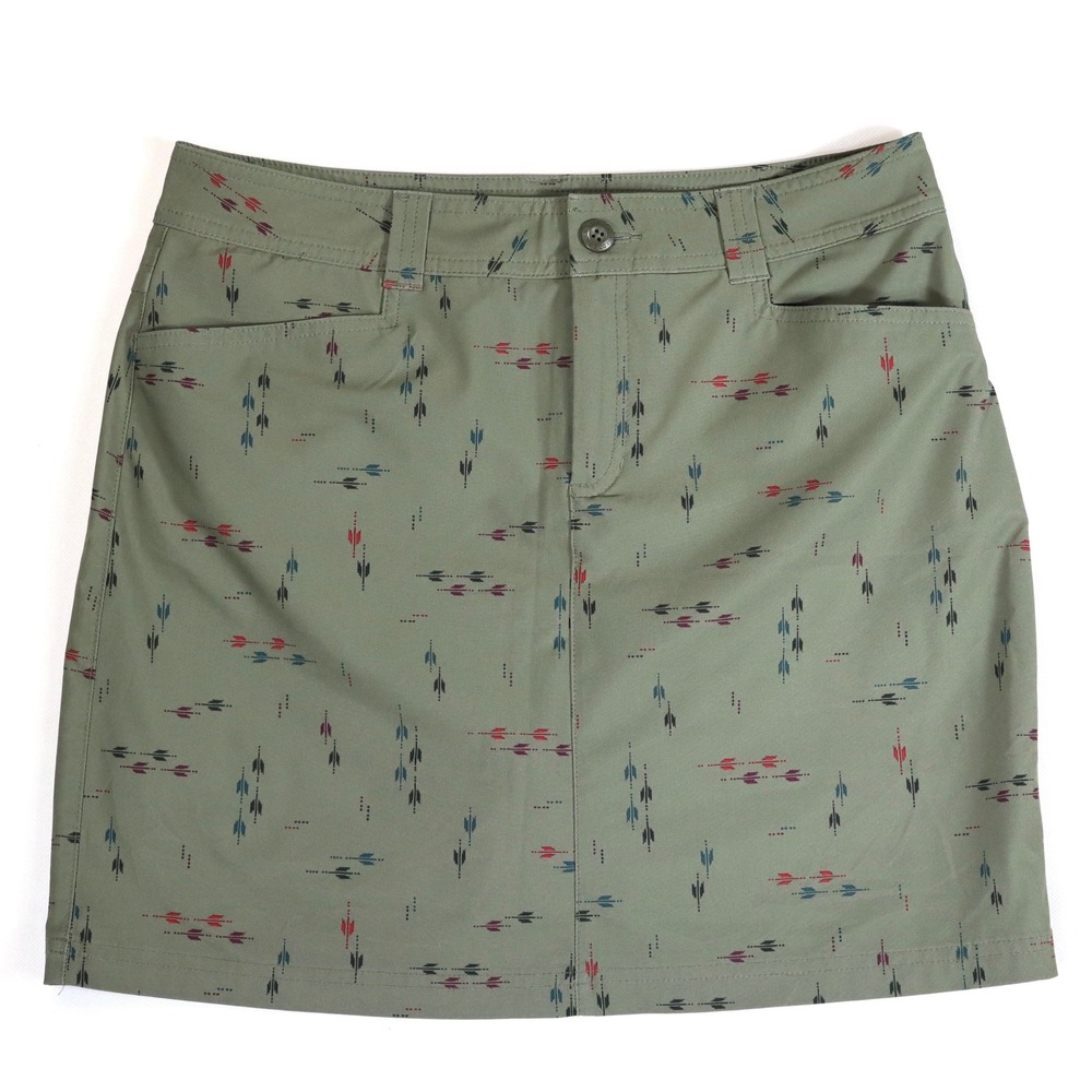 Eddie Bauer Adventurer Skort Women 6 Green Arrow Print Hiking Trail Active Skirt